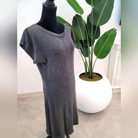 Grey Sweater Short Sleeve Dress - Picture 3 of 11